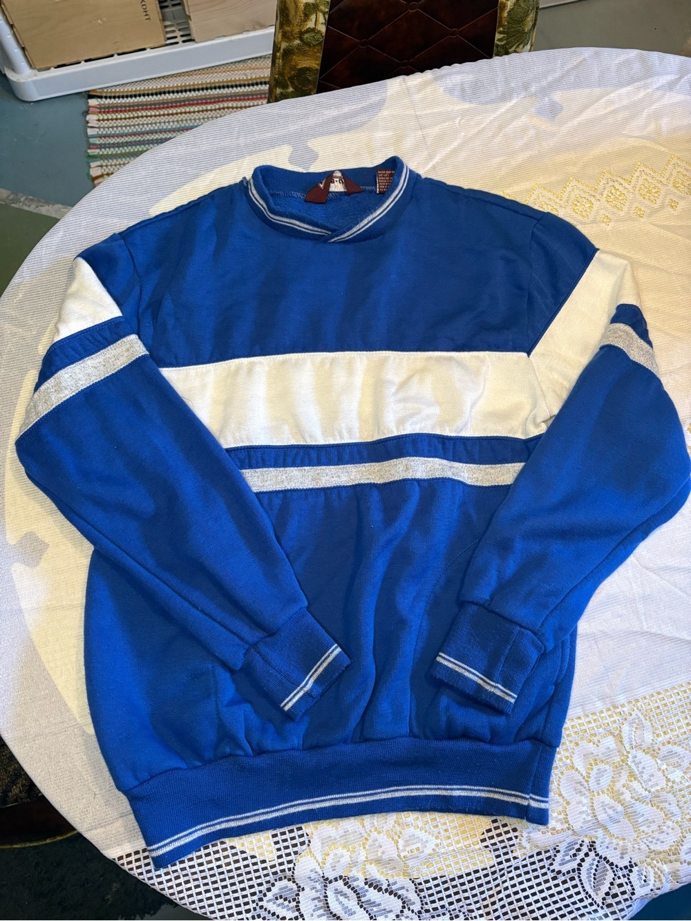 Vintage Blue and White Stripe Men’s Sweater